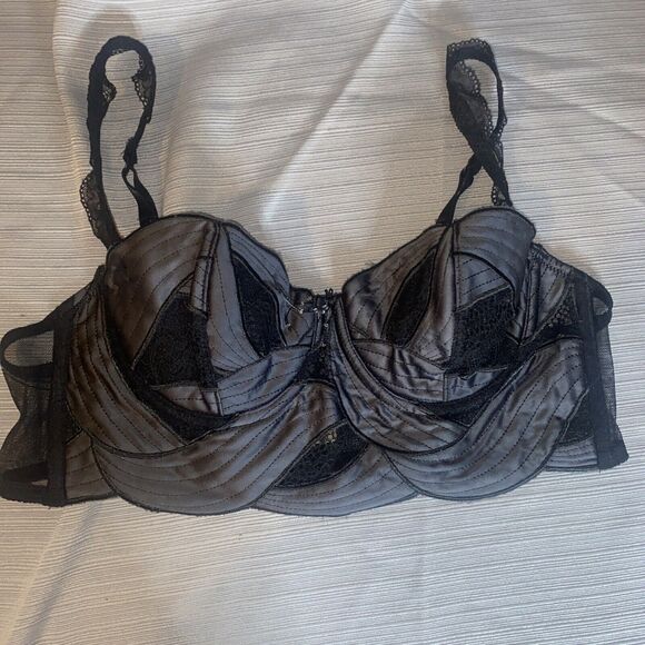 Ravage Black Satin and Lace Bustier Long Line Bra Size 32. - Picture 1 of 8